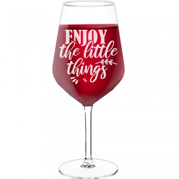 Wine Glass For Men With Engraved Text - "Enjoy The Little Things 3", Wine Glass as a Gift, Size 530ml