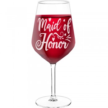 Best Friend Wine Glass With Engraved Text - "Maid Of Honor 3", Wine Lover Gifts, Size 530ml