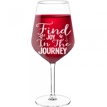 50Th Wine Glass With Engraved Text  "Find Joy In The Journey", Wine Glass Size 530ml