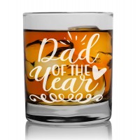 Gift For Men For Birthday Whiskey Glass Personalised 270ml With Engraved Text : "Dad Of The Year"
