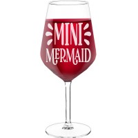 Red Wine Glass With Engraved Text - "Mini Mermaid", Fiend Gift, Size 530ml