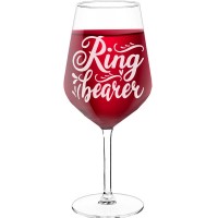 Engraved Wine Glass With Engraved Text - "Ring Bearer", Fiend Gift, Size 530ml