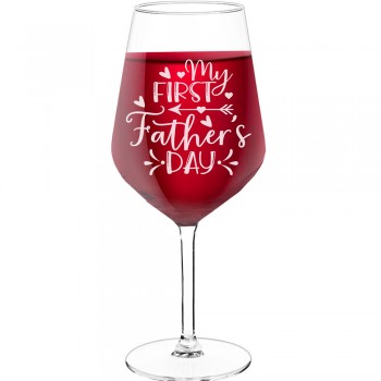 30Th Wine Glass With Engraved Text - "My First Father'S Dayc", Gift for Wine Lover, Size 530ml