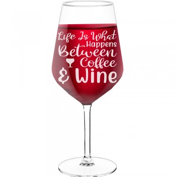 Vīna Glāze Personalizēta ar Uzrakstu - "Life Is What Happens", Smieklīga Dāvana, 530ml