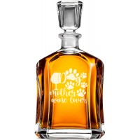 Tekilas Dekanteris ar Uzrakstu - "Dog Mother Wine Lover" ,Ziemmasvētku Dāvana Vīrietim, Izmērs 700Ml