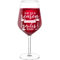 Personalised Wine Glass With Engraved Text  "Be The Reason Someone Smiles Today Style", Wine Glass Size 530ml