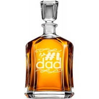 Burbona Dekanteris ar Uzrakstu - "#1 Dad-3" ,Dzimšanas Dienas Dāvana Vīrietim Pēc 40 Gadu Vecuma, Izmērs 700Ml