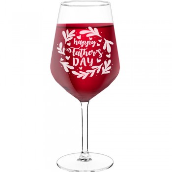 Gravēta Vīna Glāze ar Uzrakstu - "Happy Father'S Day ", Apsrātīga Dāvana, 530ml izmērs