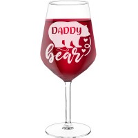 White Wine Glass With Engraved Text - "Daddy Bear ", Gifts for Wine Lovers, Size 530ml