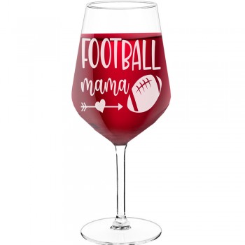 Vīna Glāze Ar Gravējumu ar Uzrakstu - "Football Mama", Smieklīga Dāvana, 530ml