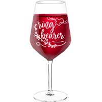 Wine Glass Engraved With Engraved Text - "Ring Bearer", Best Friend Gift, Size 530ml