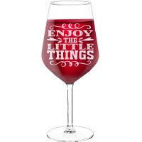 Birthday Wine Glass With Engraved Text - "Enjoy The Little Things", Wine Gift Idea, Size 530ml