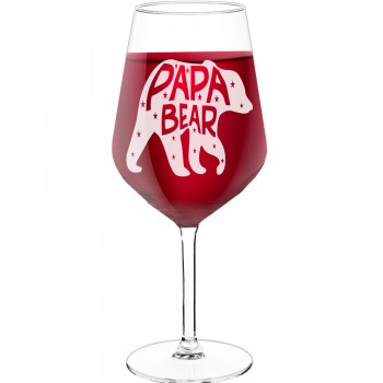 30Th Wine Glass With Engraved Text - "papa bear 1", Wine Glass as a Gift, Size 530ml