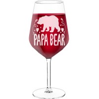 Personalised Wine Glass With Engraved Text - "Papa Bear", Wine Glass as a Gift, Size 530ml