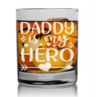 Gift For Men Travelers Wiskey Glass 270ml With Engraved Text : "Daddy Is My Hero"