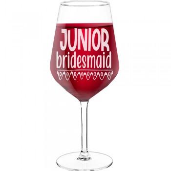 Vīna Glāze Personalizēta ar Uzrakstu - "Junior Bridesmaid", Apsrātīga Dāvana, 530ml izmērs