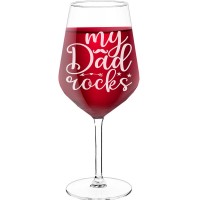 Wine Glass With Engraved Text - "My Dad Rocks", Wine Glass as a Gift, Size 530ml