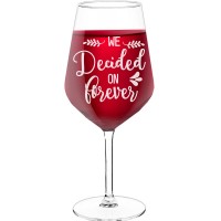 Large Wine Glass With Engraved Text - "We Decided On Forever", Fiend Gift, Size 530ml