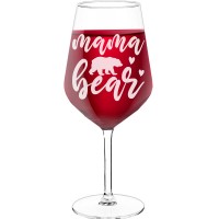 Pretty Wine Glass With Engraved Text - "Mama Bear", Wine Gift Idea, Size 530ml
