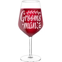Wine Glass Engraved With Engraved Text - "Grooms Man", Wine Lover Gifts, Size 530ml