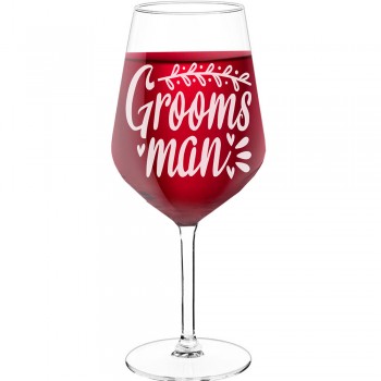 Wine Glass Engraved With Engraved Text - "Grooms Man 2", Wine Lover Gifts, Size 530ml
