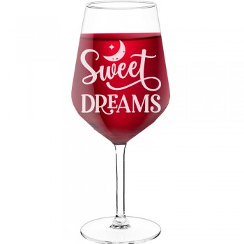 Best Friend Wine Glass With Engraved Text - "Sweet Dreams", Wine Glass as a Gift, Size 530ml