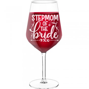 30Th Wine Glass With Engraved Text - "Stepmom Of The Bride", Wine Gift Idea, Size 530ml