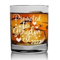 Dzimšanas Dienas Dāvana Vīriešiem Virs 40 Gadiem  ar Gravējumu - "Promoted To Grandpa Est022 " ,Personalizēta viskija glāze 270ml