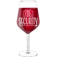 Wine Glass With Engraved Text - "Ring Security 5", Wine Gift Idea, Size 530ml