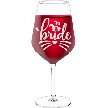 Wine Glass Engraved With Engraved Text - "Bride 4", Funny Wine Gift, Size 530ml