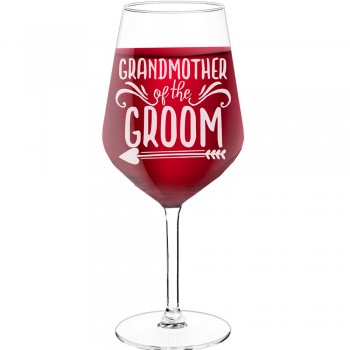 50Th Wine Glass With Engraved Text - "Grandmother Of The Groom", Wine Gift Idea, Size 530ml