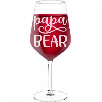 Best Friend Wine Glass With Engraved Text - "papa bear ", Best Friend Gift, Size 530ml