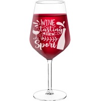 30Th Wine Glass With Engraved Text  "Wine Tasting Is My Sport", Size 530ml