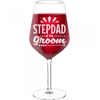 Smieklīga Vīna Glāze ar Uzrakstu - "Stepdad Of The Groom 3", Vīna Glāze kā Dāvana,  530ml