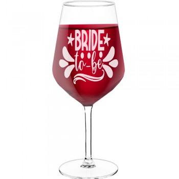 Smieklīga Vīna Glāze ar Uzrakstu - "Bride", Vīna Glāze kā Dāvana,  530ml