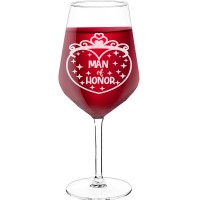 Wine Glass Personalised With Engraved Text - "Man Of Honor", Wine Glass as a Gift, Size 530ml