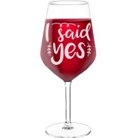 Birthday Wine Glass With Engraved Text - "I Said Yes", Funny Wine Gift, Size 530ml