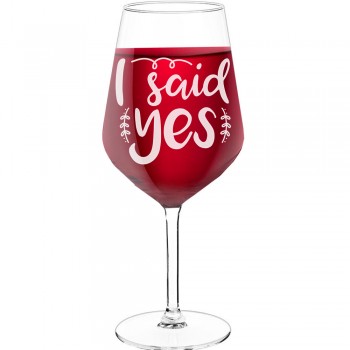 Sarkanvīna Glāzes ar Uzrakstu - "I Said Yes 2", Oriģināla dāvana dzimšanas dienā, 530ml