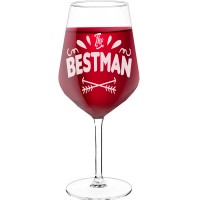 Novelty Wine Glass With Engraved Text - "The Bestman", Wine Gift Idea, Size 530ml