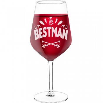 Liela Vīna Glāze ar Uzrakstu - "The Bestman", Ideja Dāvanai, 530ml izmērs