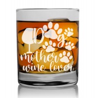 Home Gift For Men Personalised Glass 270ml With Engraved Text : "Dog Mother Wine Lover"