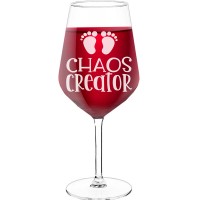 Red Wine Glass With Engraved Text - "Chaos Creator", Wine Glass as a Gift, Size 530ml