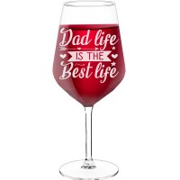 Red Wine Glass With Engraved Text - "Dad Live Is The Best Live ", Gift for Wine Lover, Size 530ml