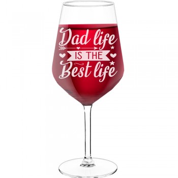 Red Wine Glass With Engraved Text - "Dad Live Is The Best Live ", Gift for Wine Lover, Size 530ml