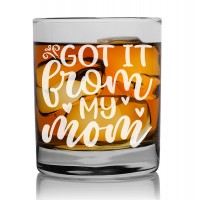 Man Birthday Gift Idea Personalised Rum Glass 270ml With Engraved Text : "Got It From My Mom"