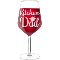 Personalised Wine Glass For Women With Engraved Text - "Kitchen Dad ", Funny Wine Gift, Size 530ml