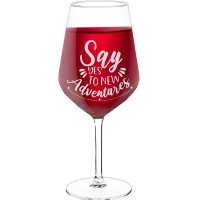 Wine Glass For Men With Engraved Text  "Say Yes To New Adventures", Wine Glass Size 530ml