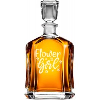 Moderna Viskija Karafe ar Uzrakstu - "Flower Girl" ,Dāvana Līgavainim, Izmērs 700Ml