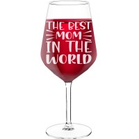 Wine Glass Engraved With Engraved Text - "The Best Mom In The World", Funny Wine Gift, Size 530ml