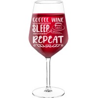 Engraved Wine Glass With Engraved Text  "Coffee Wine Sleep", Size 530ml